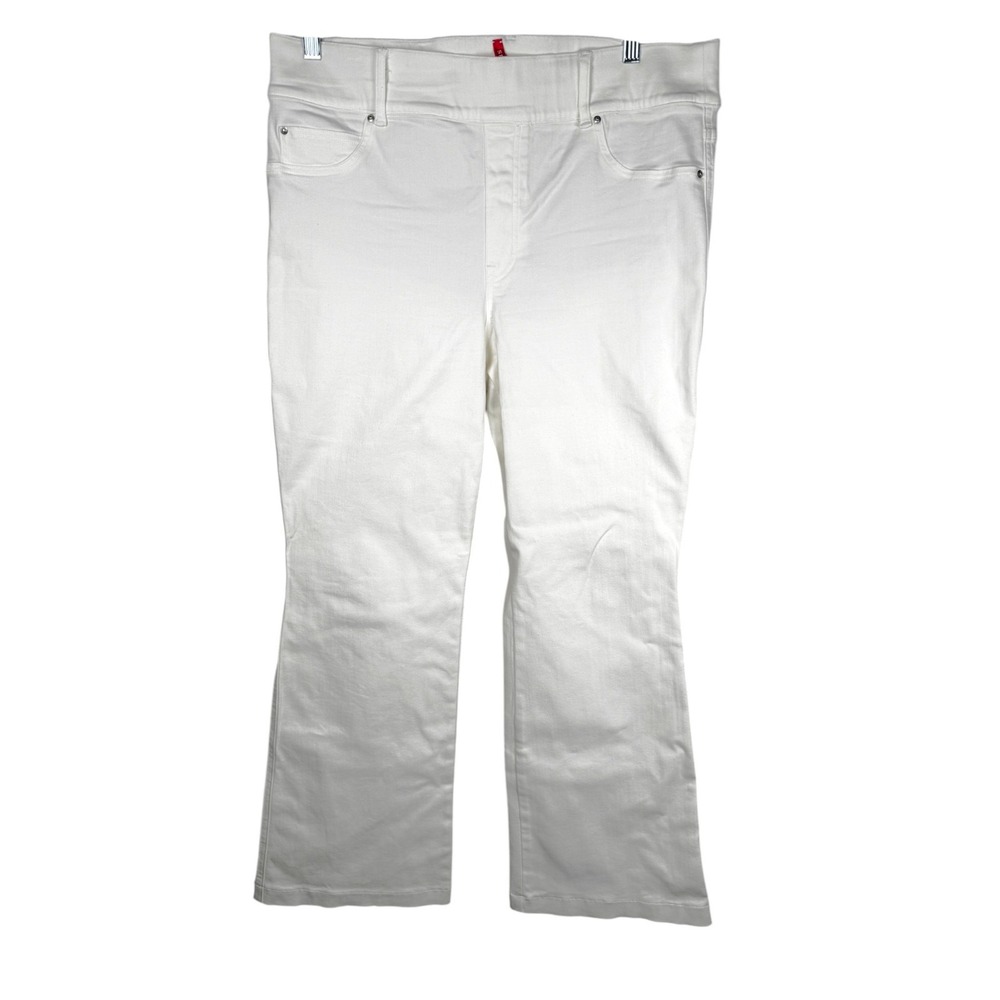 Spanx Womens 1X White Jeans Flare Leg High Rise Stretch Slimming Shaping Lifting